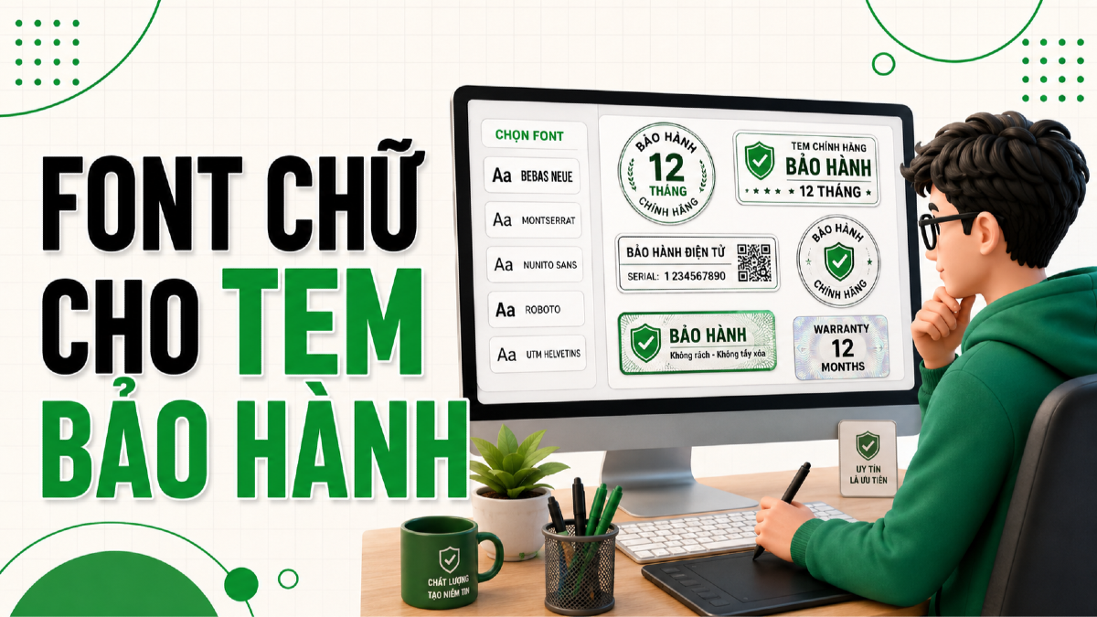 Font chữ cho tem bảo hành, nhãn kỹ thuật và bao bì điện tử